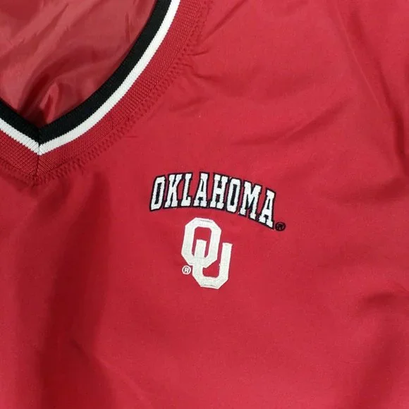 Colosseum Athletics Oklahoma Sooners OU Red Pullover Golf Wind Vest Mens L